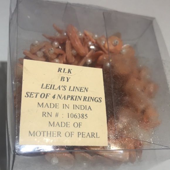 New RLK by Leila’s Linen Set of 4 Napkin Rings Made of Mother of Pearl - Picture 3 of 6